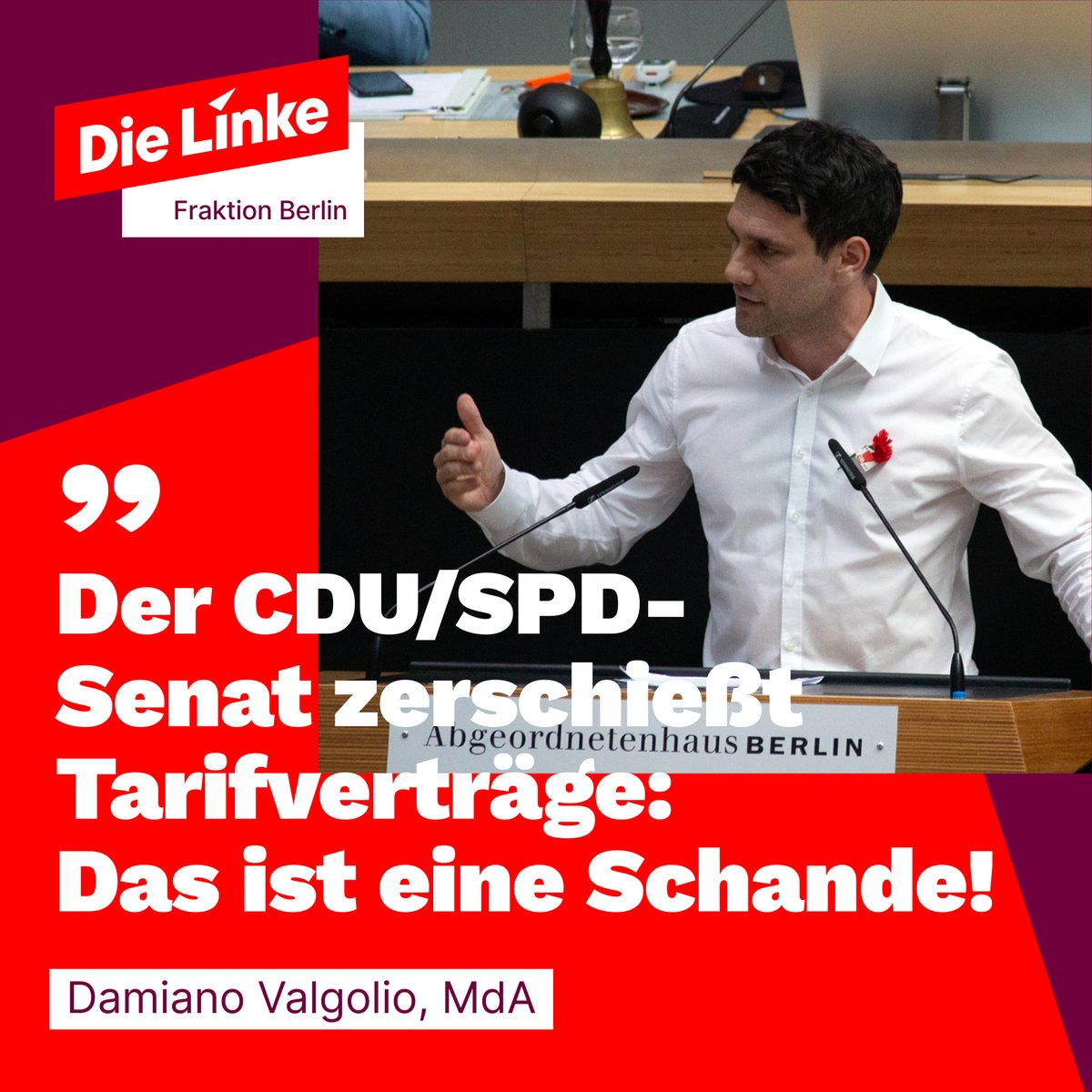 Der #1Mai ist Tag der Arbeit. Als Einzige nutzten wir unsere gesamte Redezeit, um über gute Arbeitsbedingungen zu sprechen: #AzubiWerk, Ausbildungsplatzumlage, Landesmindestlohn - und #Hauptstadtzulage. So zerstört das Ausbleiben letzterer die Tarifbindung bei den freien Trägern.