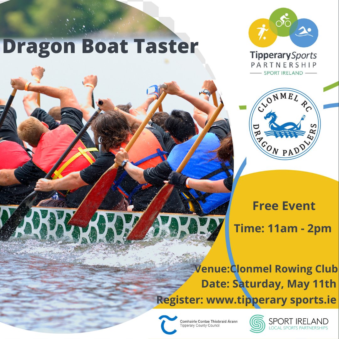 Join us for an exhilarating 𝗗𝗿𝗮𝗴𝗼𝗻 𝗕𝗼𝗮𝘁 𝗧𝗮𝘀𝘁𝗲𝗿 𝗦𝗲𝘀𝘀𝗶𝗼𝗻.🚣‍♀️ 🔗 bit.ly/3Wr3z6a #BeActiveTipperary #funonthewater