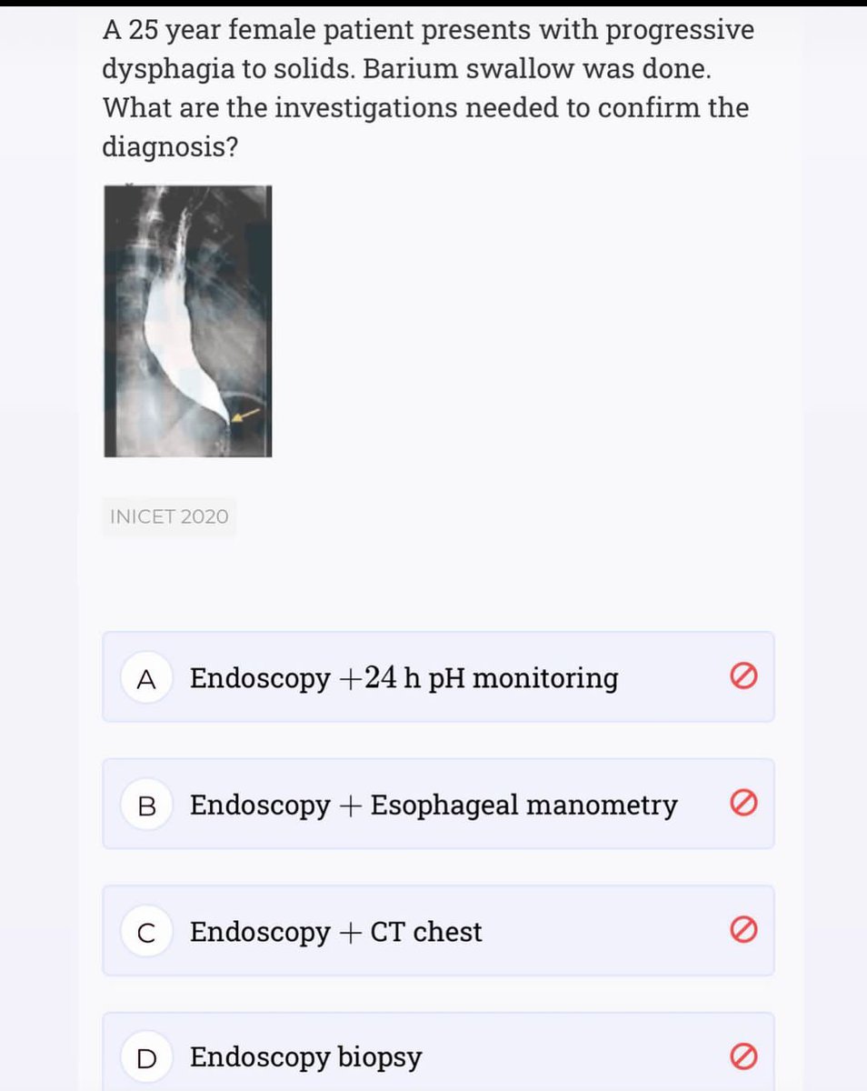 Investigation needed to confirm the diagnosis of Achalasia?
@IhabFathiSulima @fxgodzeuss 
#MedTwitter #MedEd