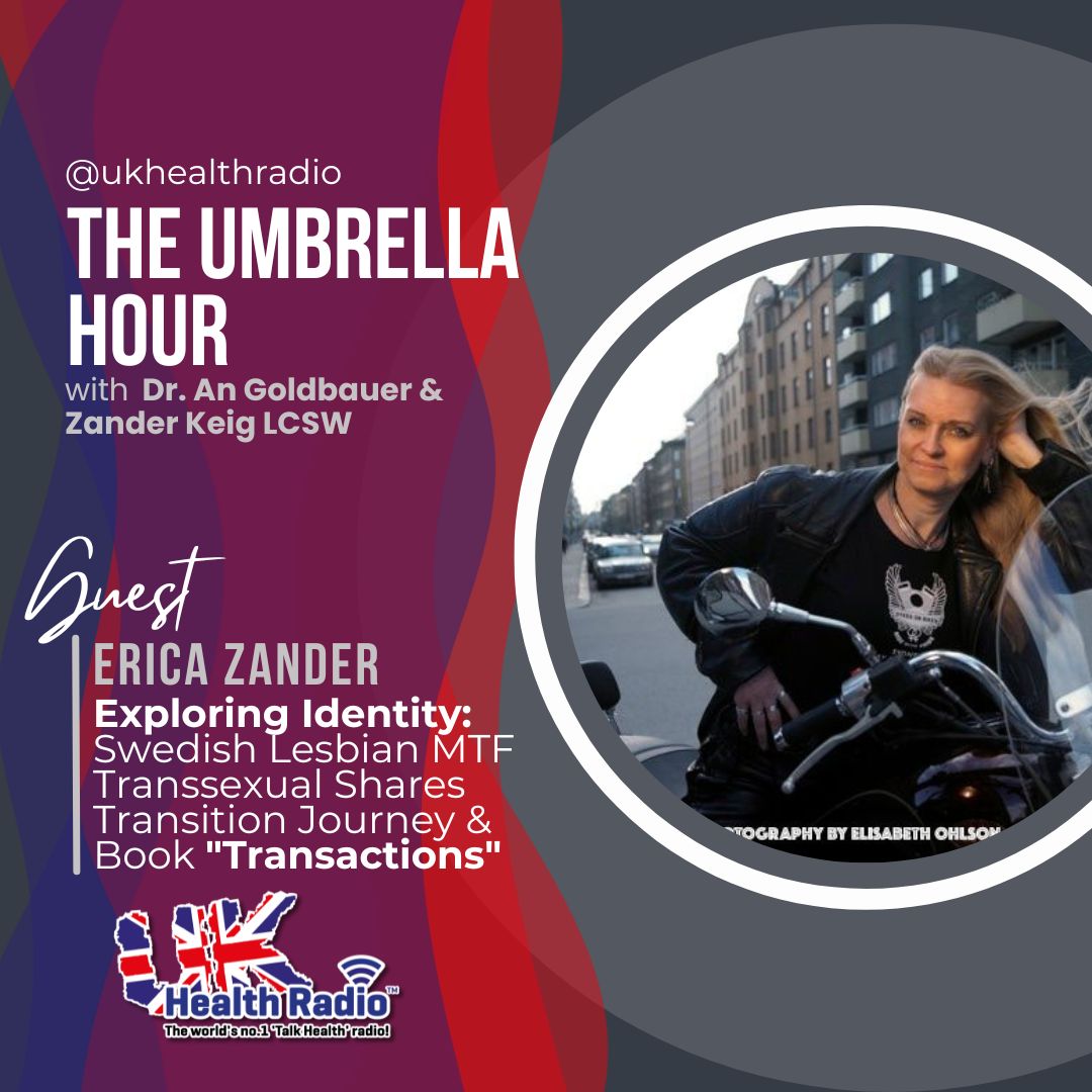 Tune in to @UmbrellaHour with Dr. An Goldbauer & Zander Keig on @ukhealthradio! In this episode, don't miss Erica Zander, a Swedish lesbian MTF transsexual, as she shares her inspiring journey of transition and discusses her paperback book titled 'Transactions,' available on…