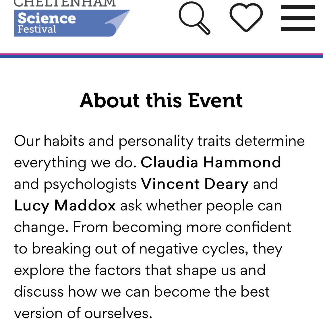 Really enjoying reading @VincentDeary’s book in advance of chatting with him and @claudiahammond for @cheltfestivals on the topic of Can We Change? It’s on Sat 8th June at 5.30 if you fancy coming along: cheltenhamfestivals.com/science/whats-…