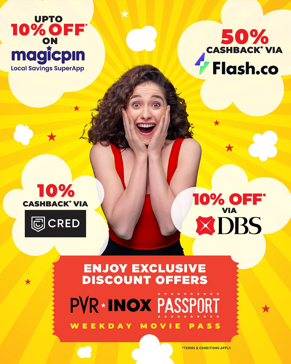 Why settle for one discount when you can have many? 🤷🏻‍♀🎬 Get multiple discounts on the biggest cinema subscription offer. Buy your PVR INOX Passport subscription now: pvrcinemas.com/PSPT -Enjoy up to 10% off on Magicpin -Avail 50% cashback on Flash.co -Get…