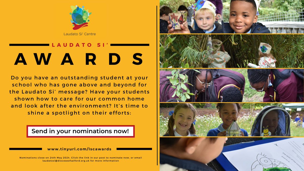 Nominations are now open for our #school #LaudatoSi' Awards! Introduced by our Laudato Si' Centre, these awards are a wonderful opportunity to shine the spotlight on students who have demonstrated exceptional care for our common home. Find out more: dioceseofsalford.org.uk/lsc-awards-202…