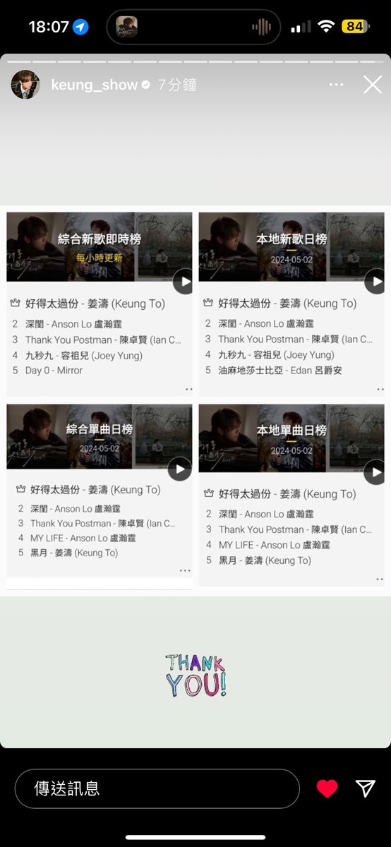 So Happy and good news for New song  🎉💪 #姜濤 #KeungTo 
#好得太過份 #cantopop @KKBOX_HK