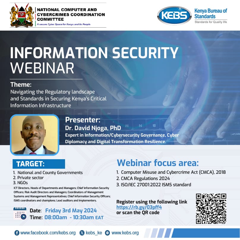 Counting hours!!! Do not be left out. Register and be part of this free webinar. Come let's learn together. #Informationsecuritymanagementsystem #StandardsForQualityLife^KK