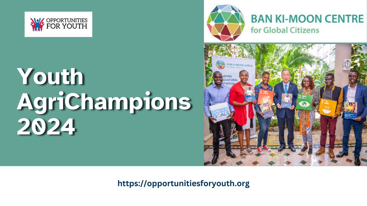 🌱 Calling all young farmers and agripreneurs from Ghana, Kenya, Nigeria, Rwanda, and Zambia! Join the 3rd Youth AgriChampions workshop series by @BanKimoonCentre. Apply by May 20th! 🔗 bit.ly/4bh5Ox6 #YouthAgriChampions #ClimateAdaptation #Agriculture #BKMC 🌾🚜🌱
