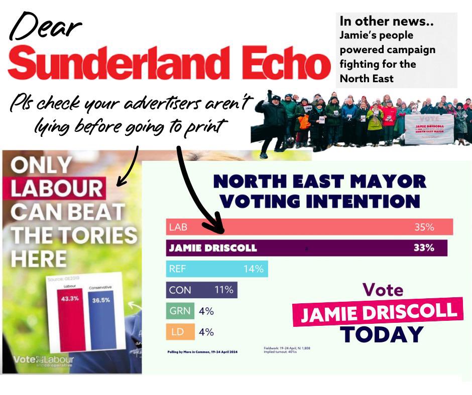 .@UKLabour and @KiMcGuinness if you’re going to try and win an election with lots of paid advertising, at least be truthful with the public. The North East deserves better. Electoral commission and advertising standards have been informed. #NorthEastDeservesBetter