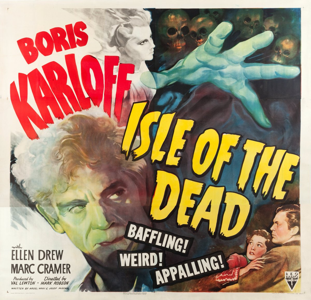 Isle of the Dead (RKO, 1945)
Six Sheet (81' X 81')
.
#TerrorByNight #IsleOfTheDead #BorisKarloff #ValLewton #ClassicHorror #VintageHorror #HorrorMovies #MonsterKid
.