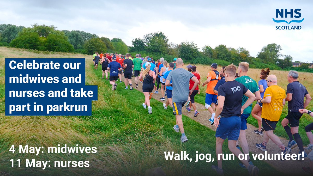 Take part in your local @parkrunUK event on 4 May to mark International Day of the Midwife and 11 May for International Nurses Day 🏃‍♀️

Walk, jog, run or volunteer as we recognise and thank our midwives and nurses

Register here 👉 parkrun.org.uk/register/

#IDM2024 #IND2024