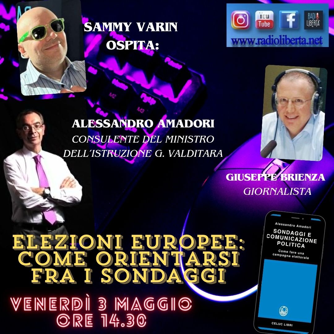 #ELEZIONI EUROPEE: COME ORIENTARSI FRA I SONDAGGI

Ne parliamo #domani pomeriggio con il prof. Alessandro Amadori, autore del #saggio “Sondaggi e #comunicazione politica. Come fare una campagna elettorale”
#ElezioniEuropee2024 
#campagnaelettorale
#politicaitaliana
#MatteoSalvini