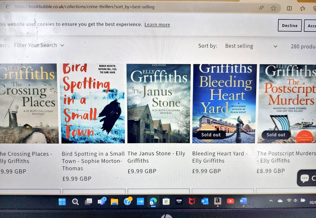 Great to see Bird Spotting as the 2nd best-selling book in this bookshop in Norfolk, surrounded by the Queen of Norfolk crime writing, Elly Griffiths herself. #bookstoread #bookslover #bookseller #readingcommunity #readersoftwitter