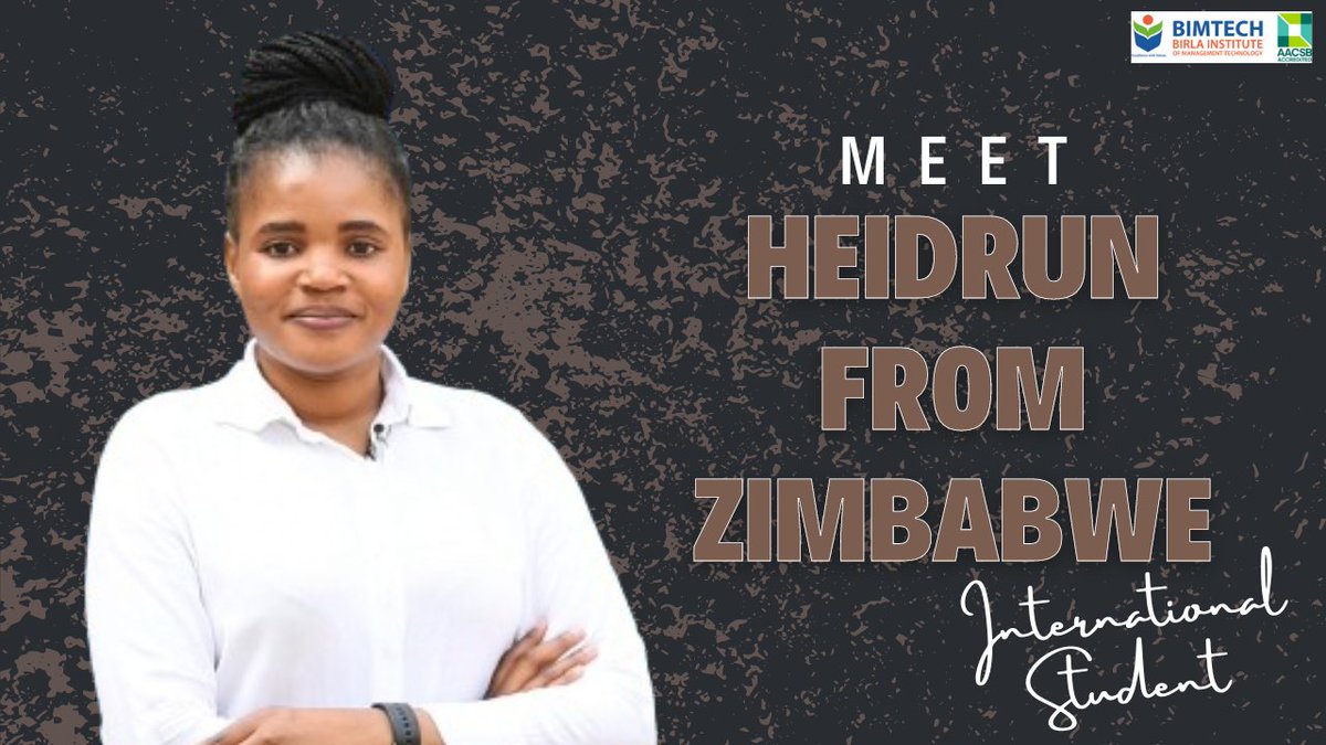 Meet Heidrun Mvere, our #PGDM program student, batch 2023-25, all the way from Zimbabwe!

Watch full video now - youtu.be/3oR3UvPdjpc

#bimtech #international #studentspotlight