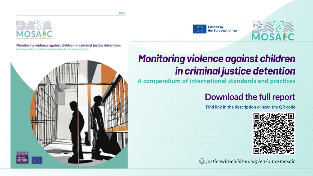 New resource out now: a Compendium on safeguarding children in #criminaljustice detention, part of our EU-funded Data MOSAIC project.

🔗Download: shorturl.at/bcDQZ
👉Learn more: shorturl.at/enRW9

#ChildProtection #JusticewithChildren #VAC
