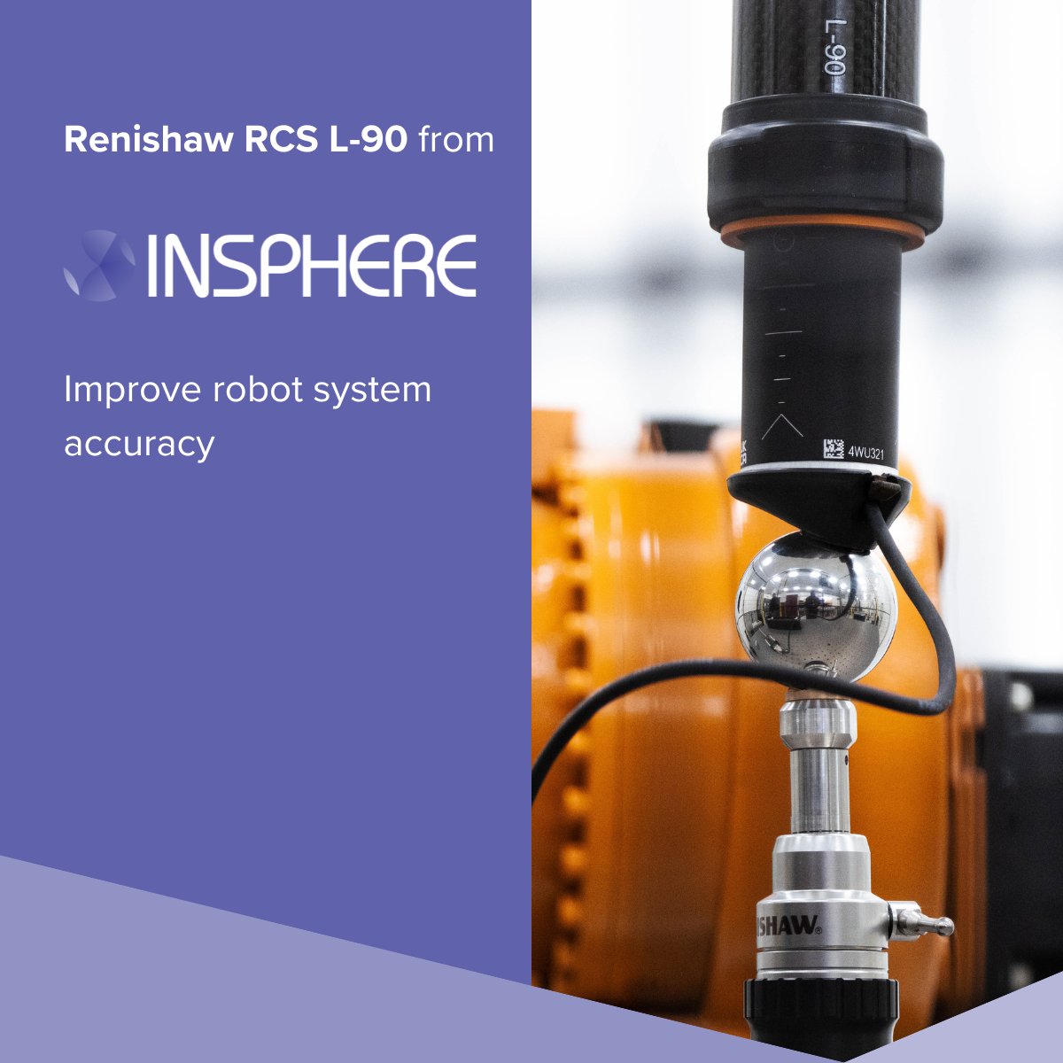 The RCS L-90, developed by Renishaw, is a tool maintenance engineers can use to run robot health-check tests, to assist in the installation and calibration of robot systems. Available as part of INSPHERE's range to improve industrial robot performance. insphereltd.com/rcs-l-90/