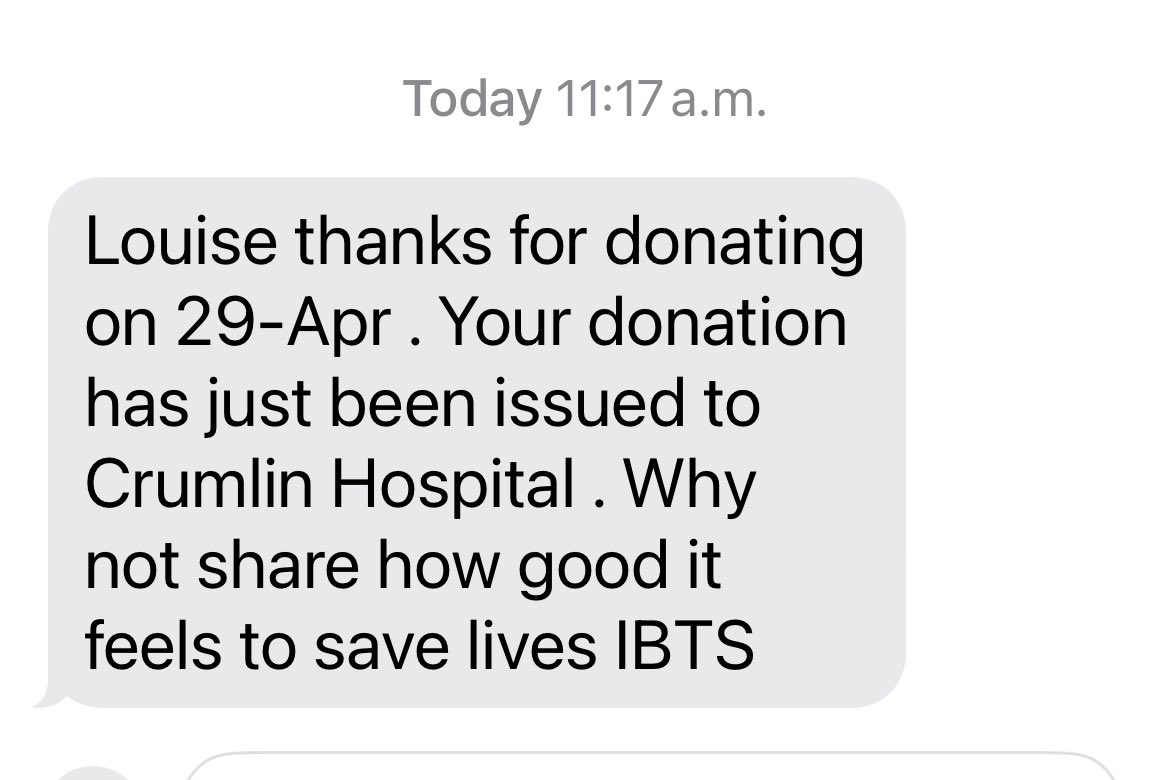 Always does my heart good when I get these text messages. @Giveblood_ie It’s good to give! 🩸🅱️🆎🅾️🅰️ #GiveBlood #GiveBloodSaveLives