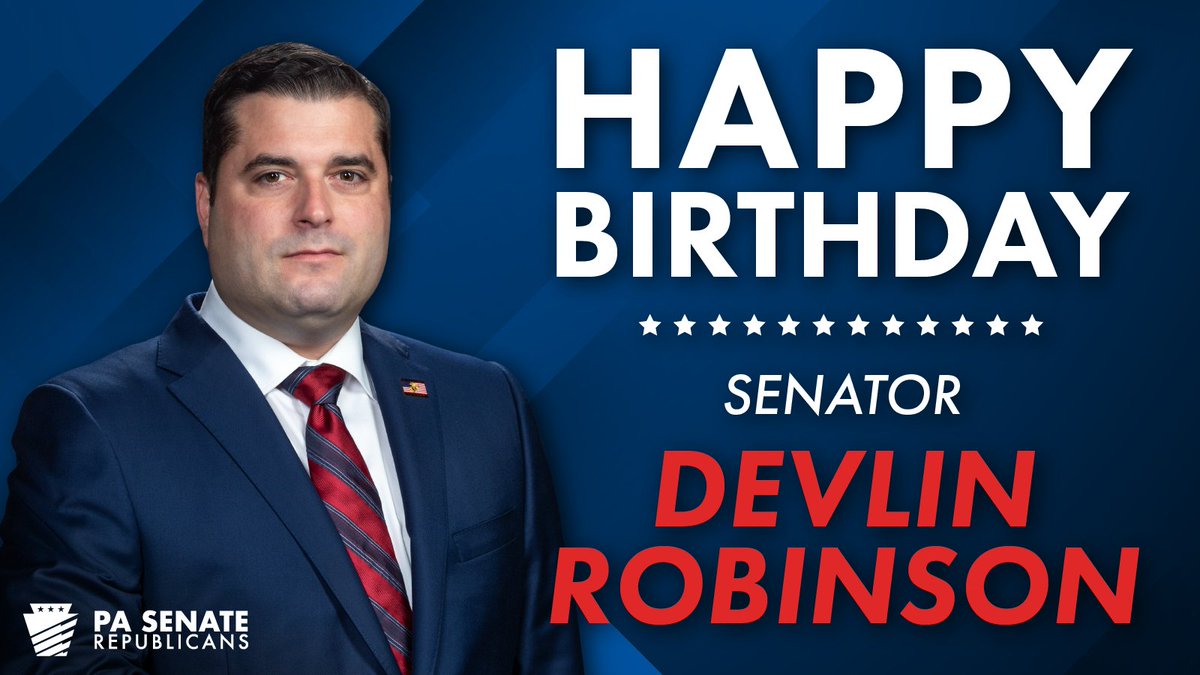 Happy birthday Senator Devlin Robinson of the 37th Senate District serving Allegheny County. You can follow him at @SenRobinsonPA.