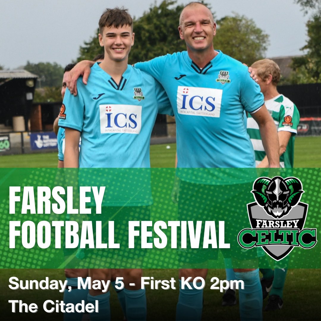 ⚽️ Don’t forget our first ever Farsley Football Festival on Sunday! First kick-off at 2pm with the kitchen and bar open all day, followed by a DJ at 7pm!🤩 #CeltArmy