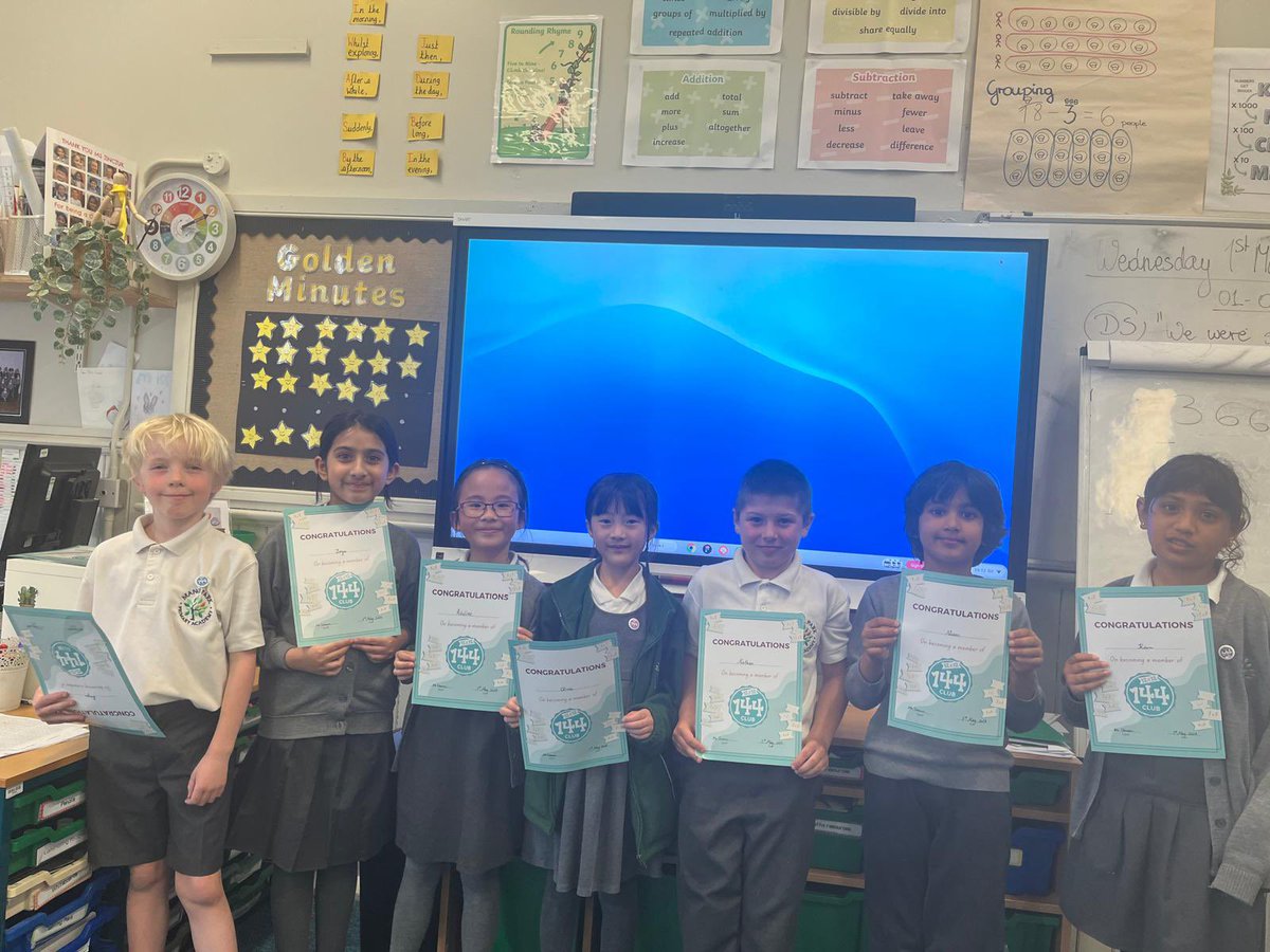 Well done to some more Year 3 children achieving the 144 club in Emerald Class this week! #MPPAMaths #WeAreLeo