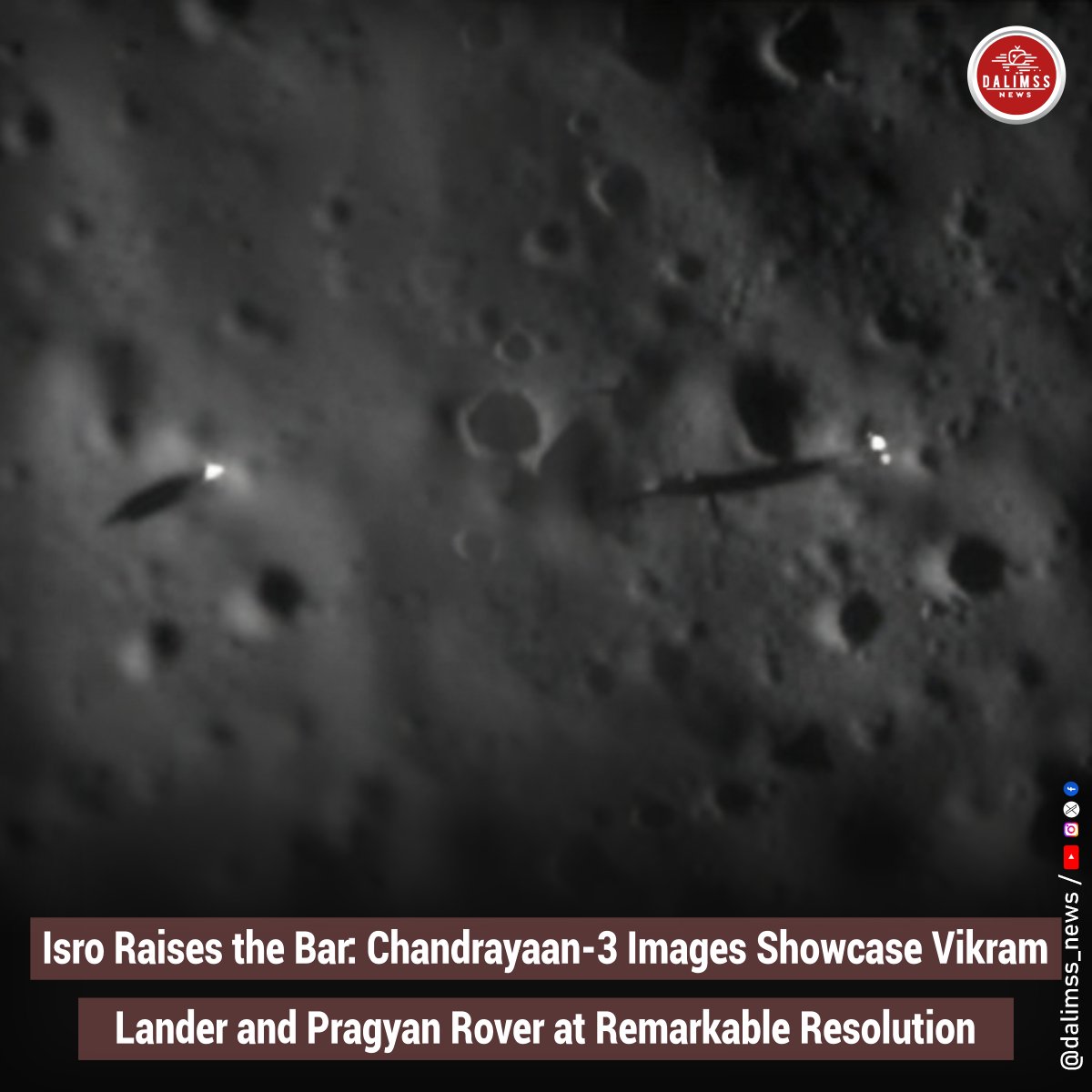 The Indian Space Research Organisation (Isro) has released striking high-resolution images of the Chandrayaan-3 lander, Vikram, and the Pragyan rover on the lunar surface. 
#Isro #Chandrayaan3 #VikramLander #PragyanRover #SpaceExploration