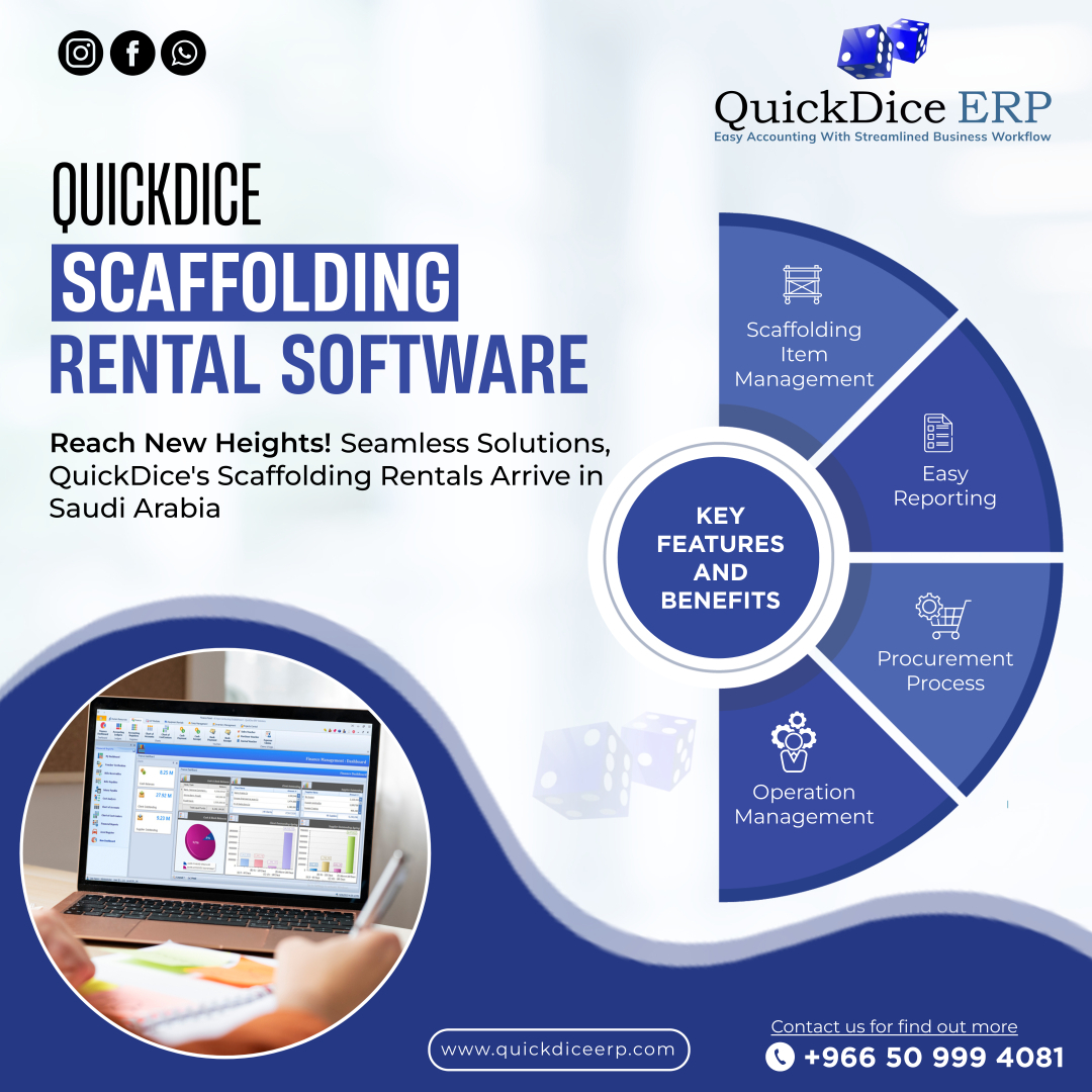 Boost scaffolding rental efficiency with QuickDice ERP. Manage inventory, scheduling, and customer service seamlessly. Elevate your business now! #pulseinfotech #pulseinfotechco #quickdiceinvocing billingrevolution  #zatcaeinvoicing #saudiarabia #ksa   

🌐quickdiceerp.com