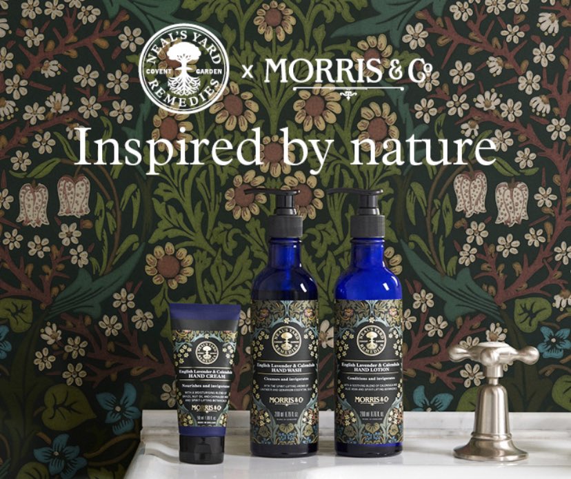 A #collaboration between #NealsYard and #Morris & Co has just launched, with #Lavender + #Calendula essential oils blend

First #HandCare range by NYR to be totally #vegan, as #Carnauba wax and Brazil nut oil are used (instead of beeswax)

uk.nyrorganic.com/shop/shaktimar…

#WilliamMorris