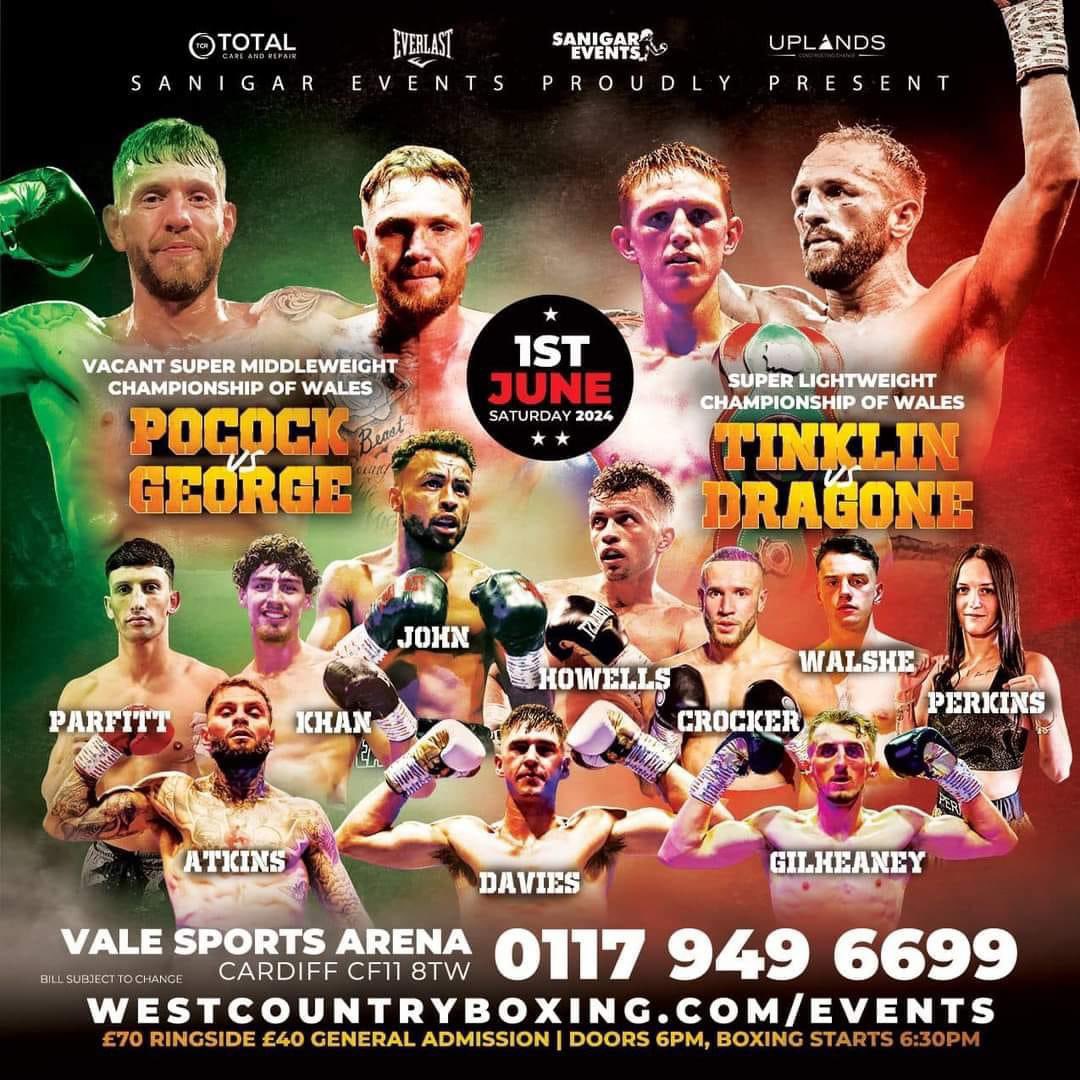 𝐖𝐇𝐀𝐓. 𝐀. 𝐂𝐀𝐑𝐃 👀 We have a 𝐦𝐚𝐬𝐬𝐢𝐯𝐞 night of Welsh boxing to bring you on June 1st 🔥 Not one, but 𝐭𝐰𝐨 Welsh title fights 🏆 As well as a stacked undercard with some of Wales’ best talent on offer 🏴󠁧󠁢󠁷󠁬󠁳󠁿 Get your tickets now 👉 westcountryboxing.com/events