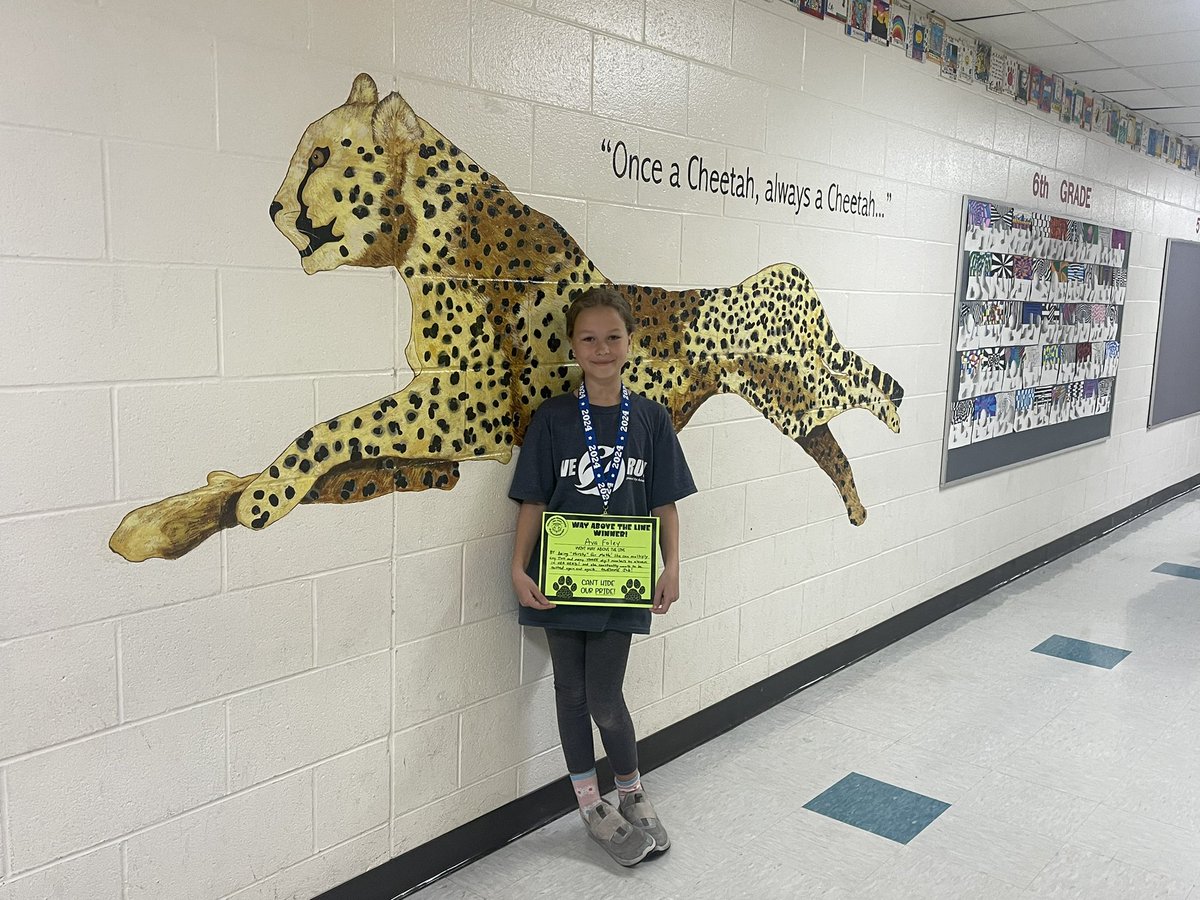 Way to go, Ava, Way Above the Line Winner! 🏆 She is a role model & is always learning!! While riding the bus, Ava practices math problems! 🚌 What an example for our other Cheetahs!  Thank you to our bus driver, Mr. Hoffmann for nominating Ava! #cheetahpride #WEareLakota