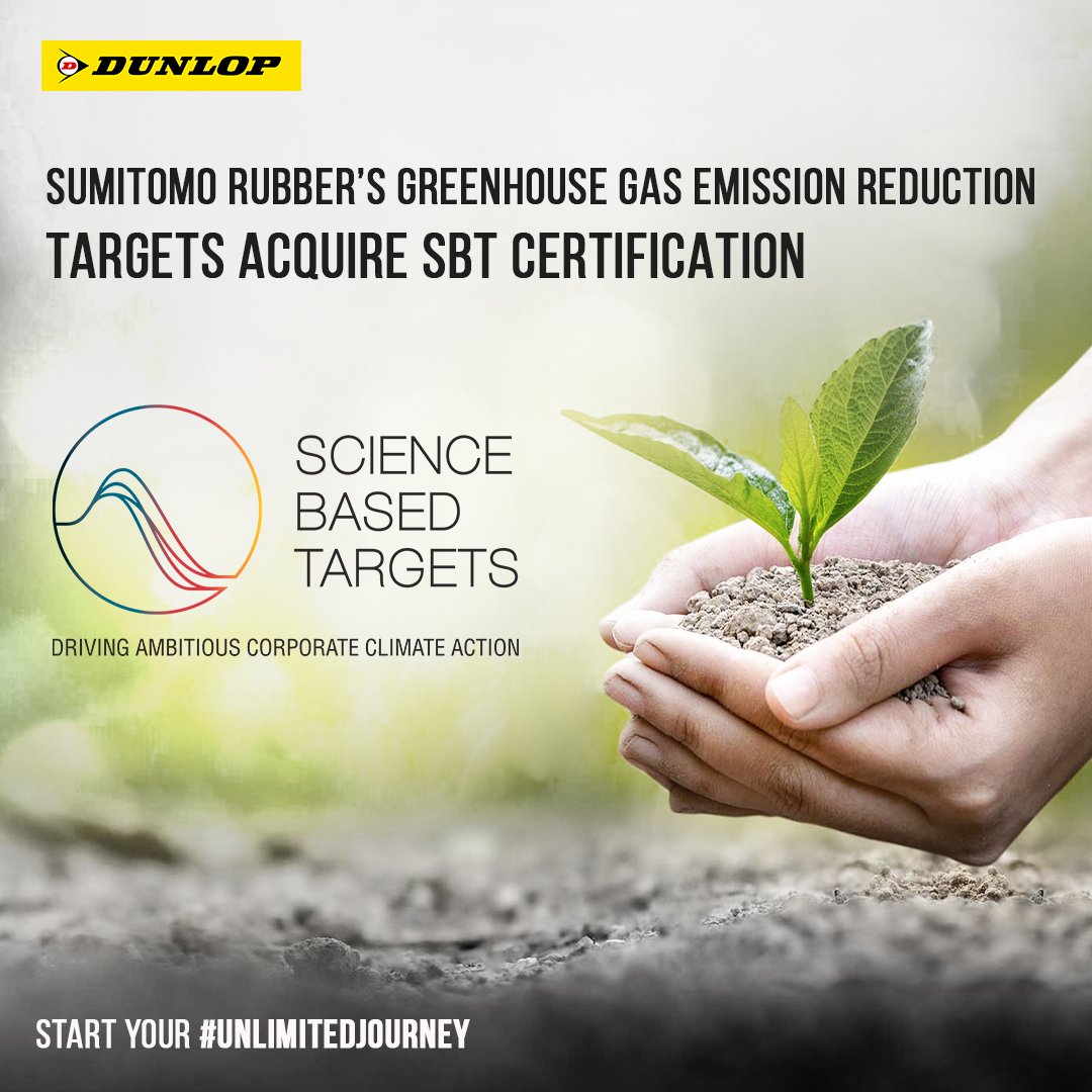 Sumitomo Rubber Industries dengan bangga mengumumkan sertifikasi Science Based Targets (SBT) yang diberikan oleh Science Based Targets Initiative (SBTi) untuk target pengurangan emisi gas rumah kaca pada tahun 2030.