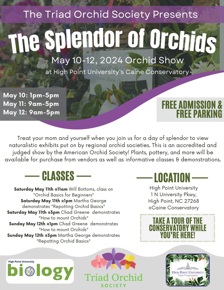 Check it out! My colleagues @HighPointU are hosting an Orchid Show. #orchids