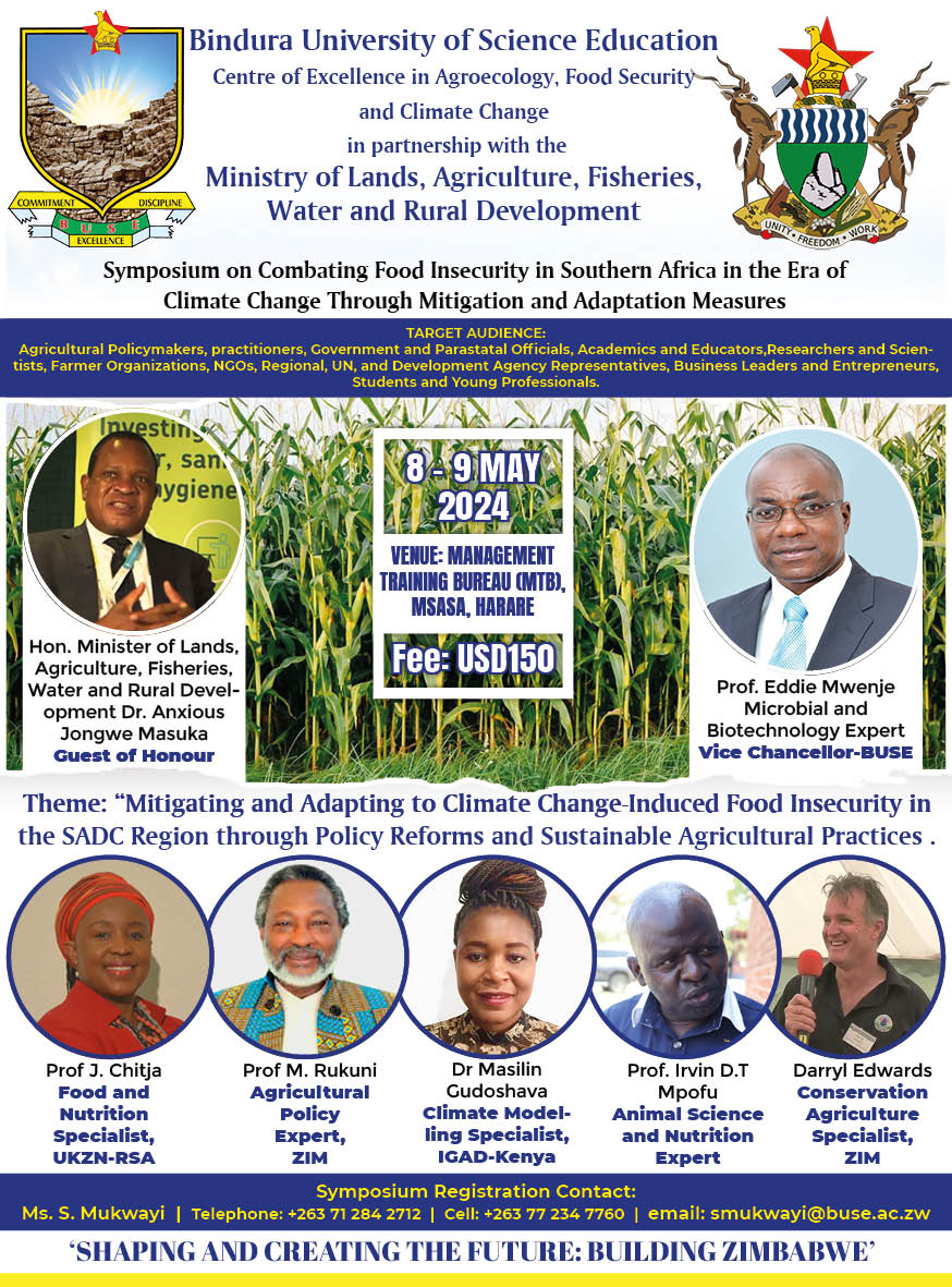 Be part of the symposium on combating food insecurity in Souther Africa. #share#shapingandcreatingthefuture@Molafwrd_zw.Management Training Bureau-MTB