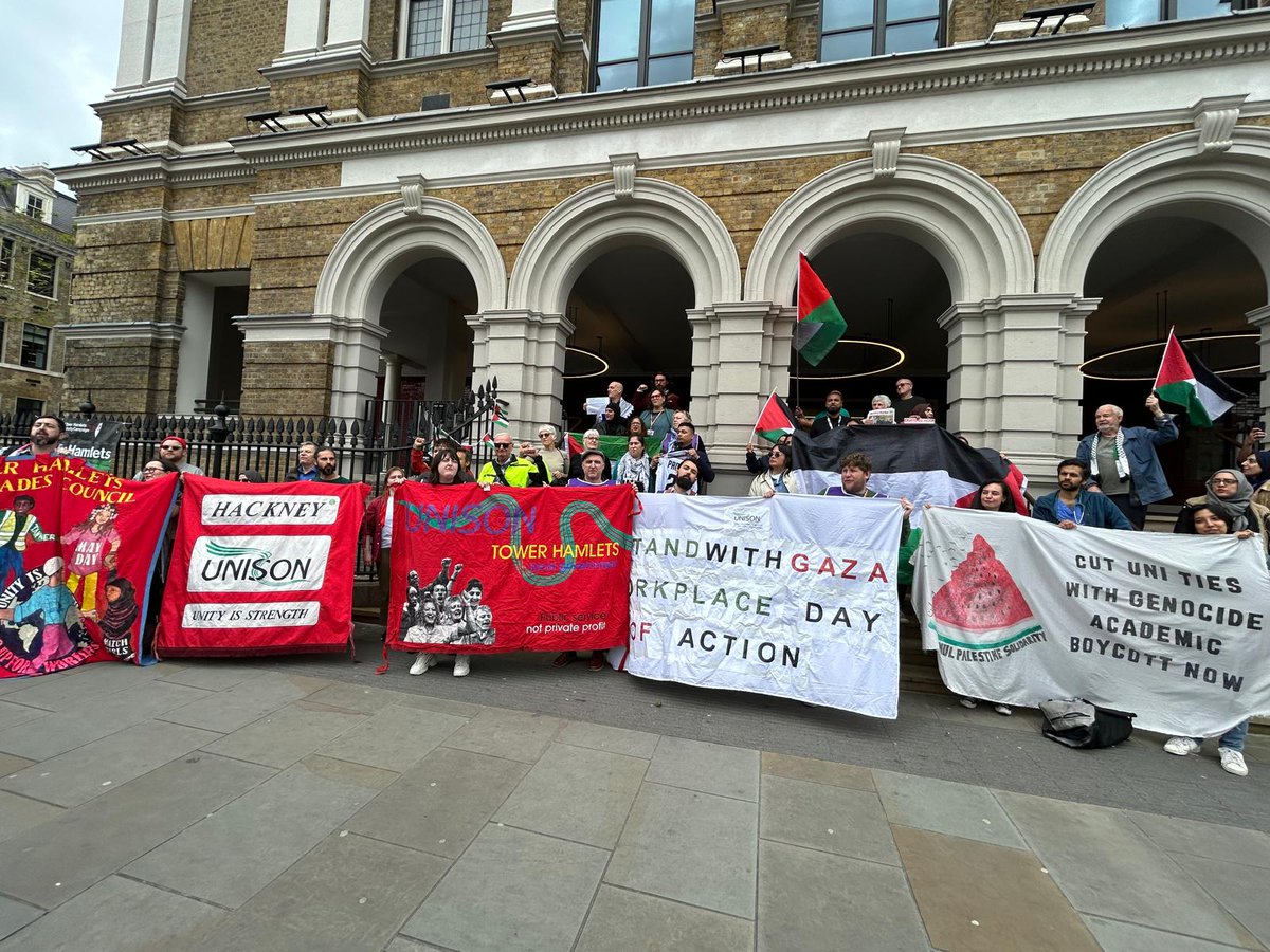 Tower Hamlets UNISON (@unison_th) on Twitter photo Thanks to all who came along to UNISON’s ‘May Day/Stop arming Israel’ community rally, supported by the <a href="/TowerHamletsTC/">Tower Hamlets Trades Council</a> & PSC. Powerful & emotional speeches from UNISON, UCU, NEU, Social Workers4aFree Palestine, Health Workers4Palestine and more. Free Palestine! #CeasefireNOW Thanks to all who came along to UNISON’s ‘May Day/Stop arming Israel’ community rally, supported by the <a href="/TowerHamletsTC/">Tower Hamlets Trades Council</a> & PSC. Powerful & emotional speeches from UNISON, UCU, NEU, Social Workers4aFree Palestine, Health Workers4Palestine and more. Free Palestine! #CeasefireNOW