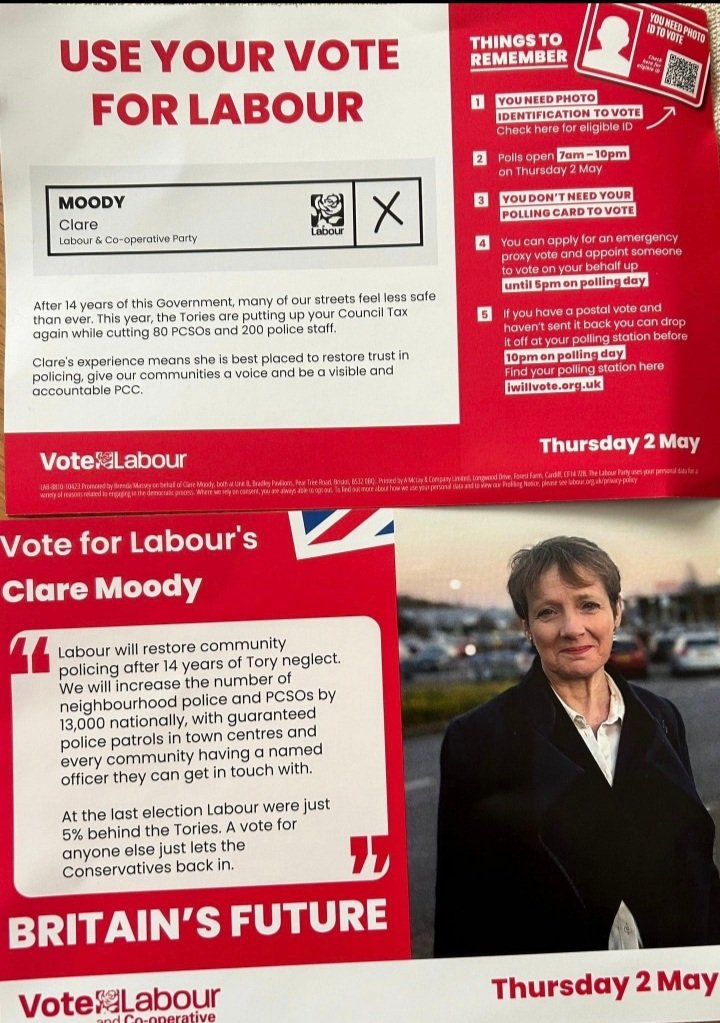 Today don't forget. Only one election in #Frome for the Police and Commissioner for Avon and Somerset. @ClareMoody4PCC is the only candidate in a position to beat the incumbent Tory.