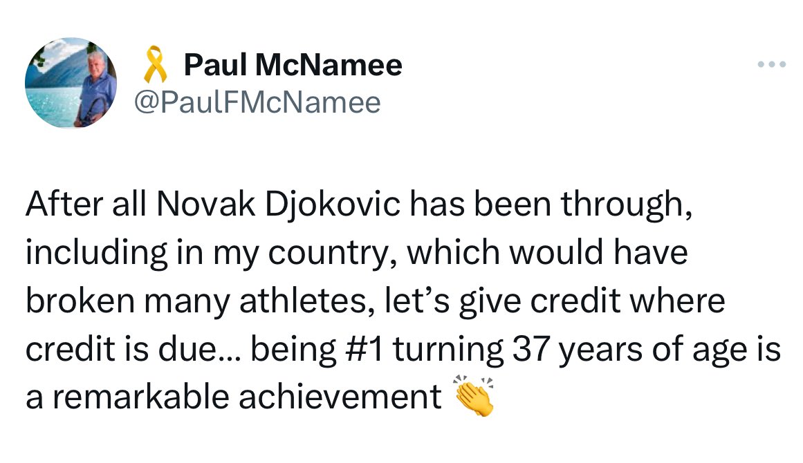 Absolutely this! Novak Djokovic stood up for his beliefs and rights during the Covid years with such grace and resilience. He is still World number 1 and clear with 24 Slams, 40 Masters1000s An absolute legend across any sport! Inspirational @DjokerNole