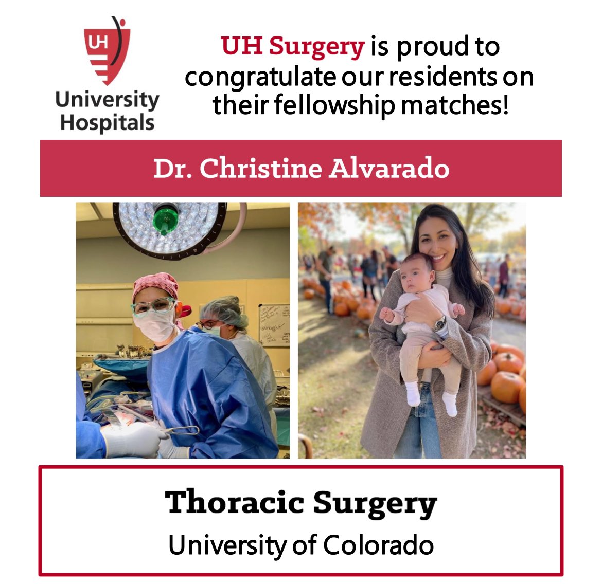 Absolutely THRILLED for our @CAlvaradoMD who will make the BEST thoracic surgeon! Congratulations! The University of Colordo is so lucky to have you! @WomenInThoracic
