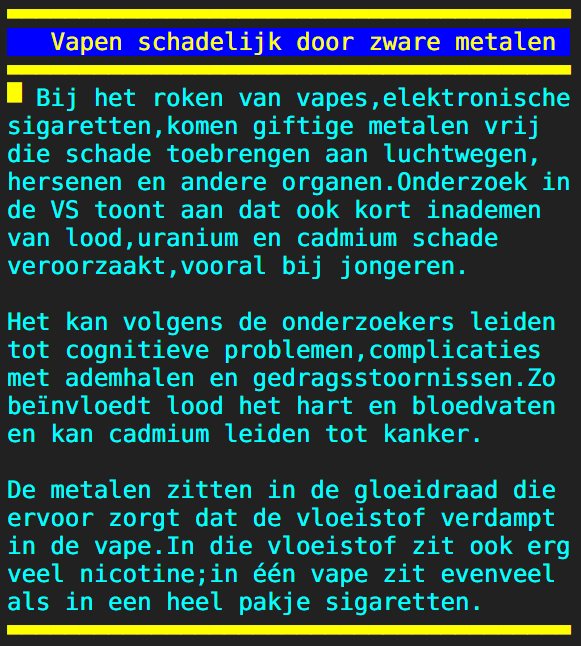 Vapen schadelijk door zware metalen
