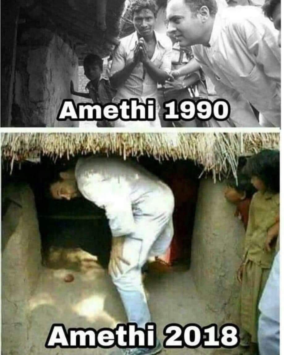 Gandhi Family worked really hard for Amethi & Rai Bareli

They started showing people their huts in coloured photograph