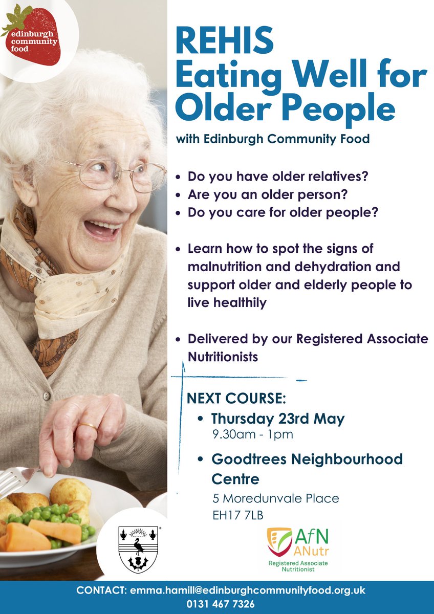 Join our FREE REHIS Eating Well for Older People👴🏽Delivered by one our Nutritionists, the course provides participants with knowledge and confidence around good nutrition for older people and how to support them to eat well.🥛🍳🥕 Book your space today: bit.ly/3QrPPV8