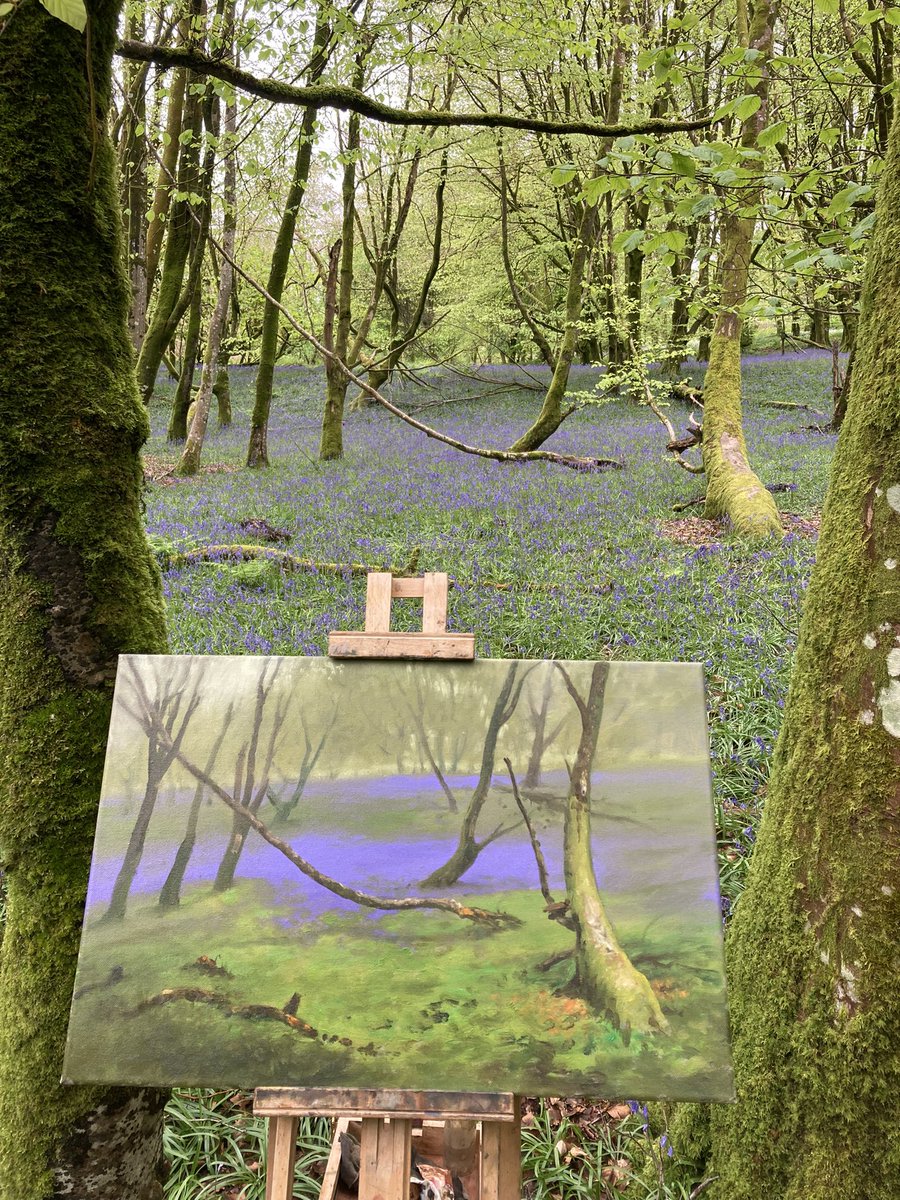 When you’re in a magic place sometimes magic happens #Bluebells #Woodland #landscape #Painting #ArtistOnTwitter