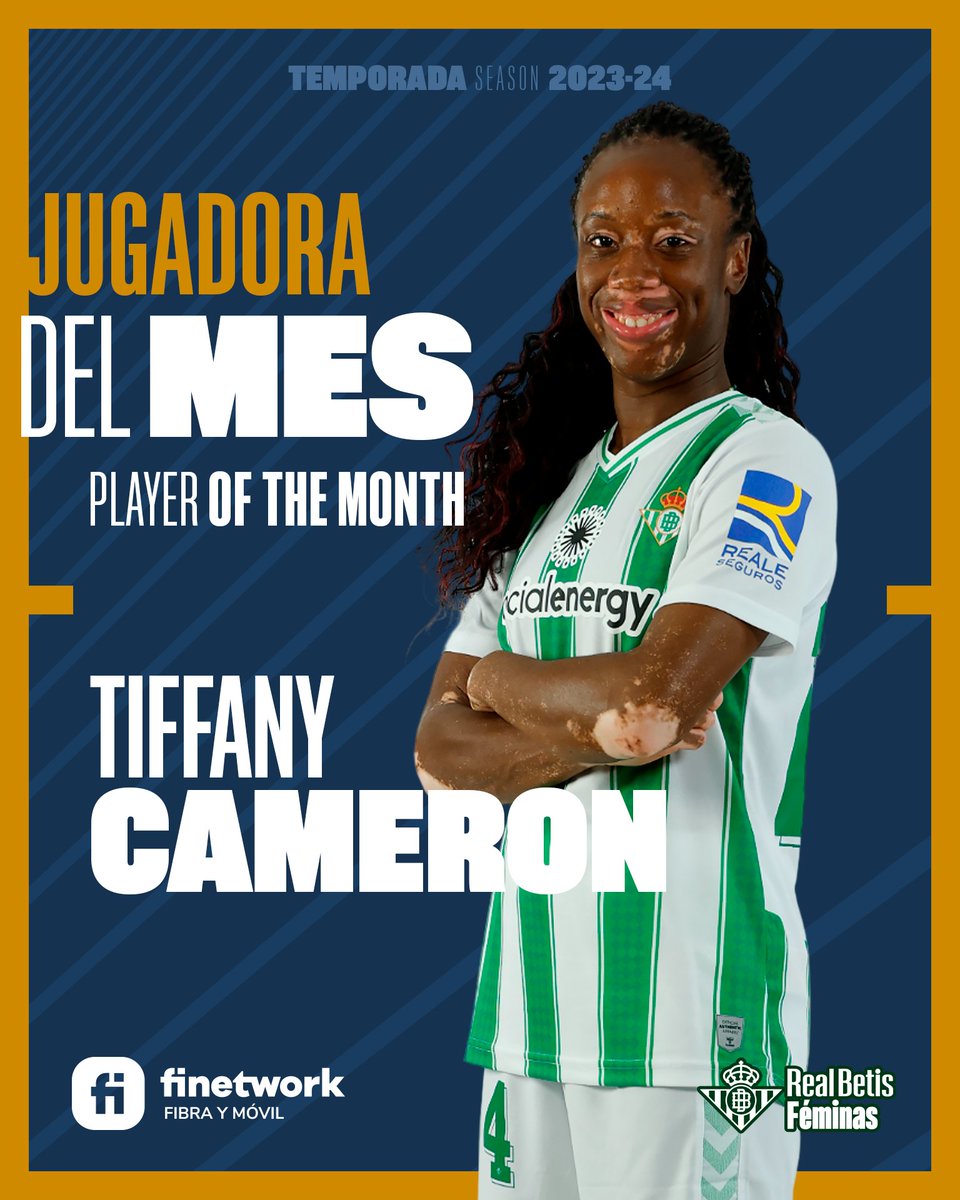 ¡La afición no ha tenido dudas! 🔒🗳️

¡Cameron se convierte en la 𝒋𝒖𝒈𝒂𝒅𝒐𝒓𝒂 @finetwork 𝒅𝒆𝒍 𝒎𝒆𝒔 de abril! ⚽️🔝 ¡Enhorabuena, @T_Cameron11! 👏🏼💚 

#BetisFéminas #LigaF