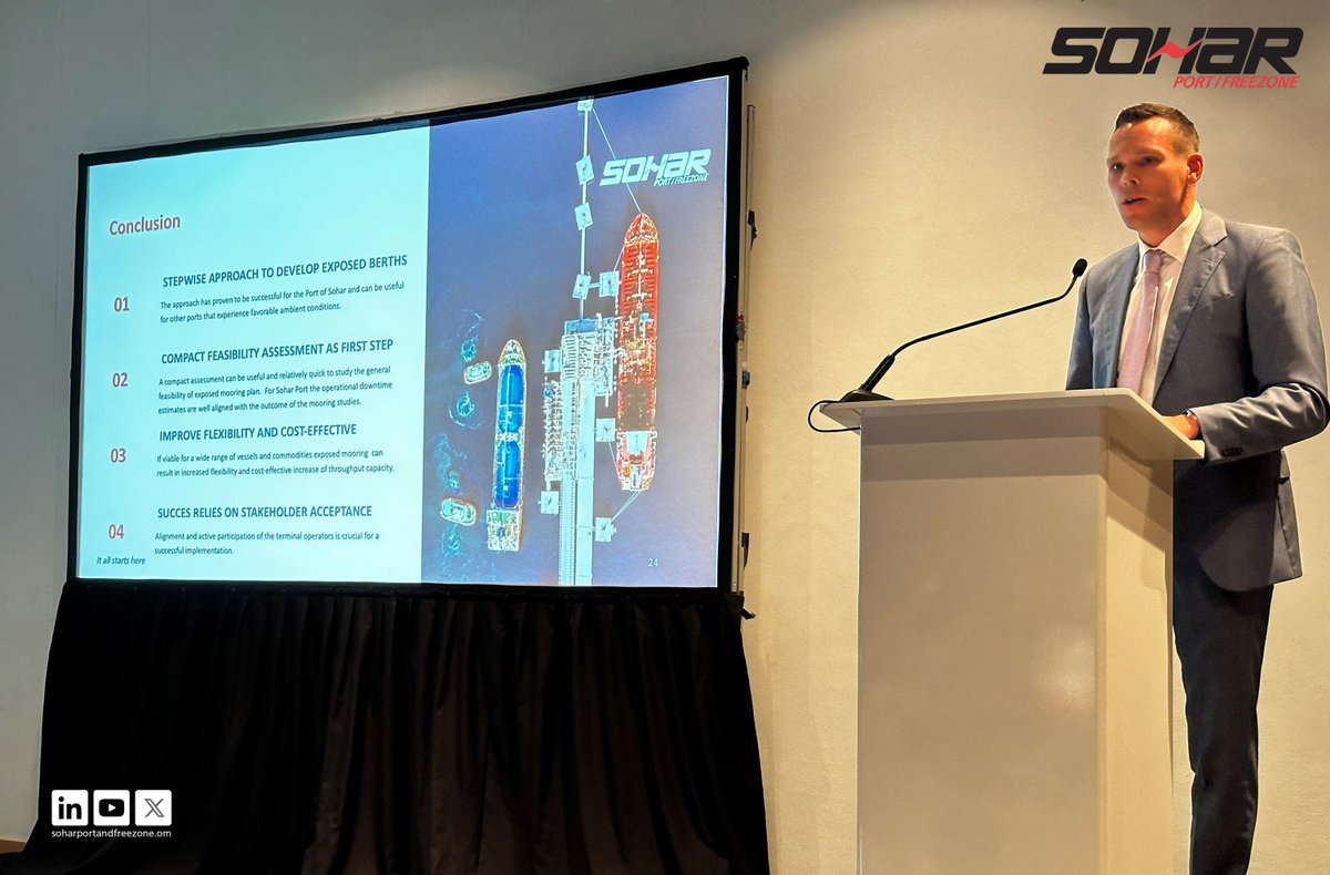 Our technical team, Tariq Al Kiyumi and Tim Schmidt, presented a paper at the 35th #PIANC #WorldCongress2024 on the development approach to study the feasibility of berths outside the port breakwaters. This study will support #SOHARPort in its ongoing expansion projects.