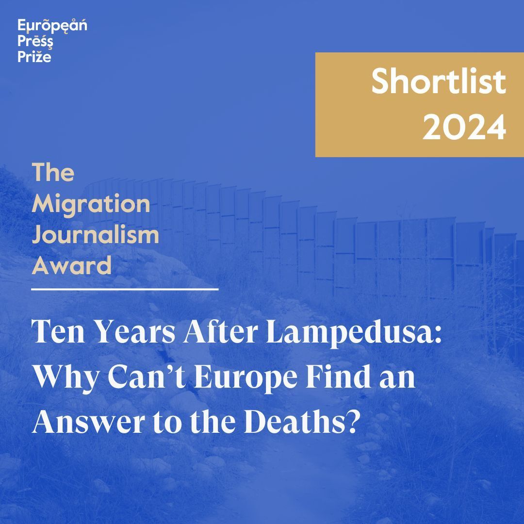 Shortlisted for our 2024 Migration Journalism Award is 'Ten Years After Lampedusa: Why Can’t Europe Find an Answer to the Deaths?' ✨ Supported by the Robert Bosch Stiftung. 2024 Shortlist ➡️ buff.ly/4acSTMD Picture: Helena Manhartsberger #europeanpressprize
