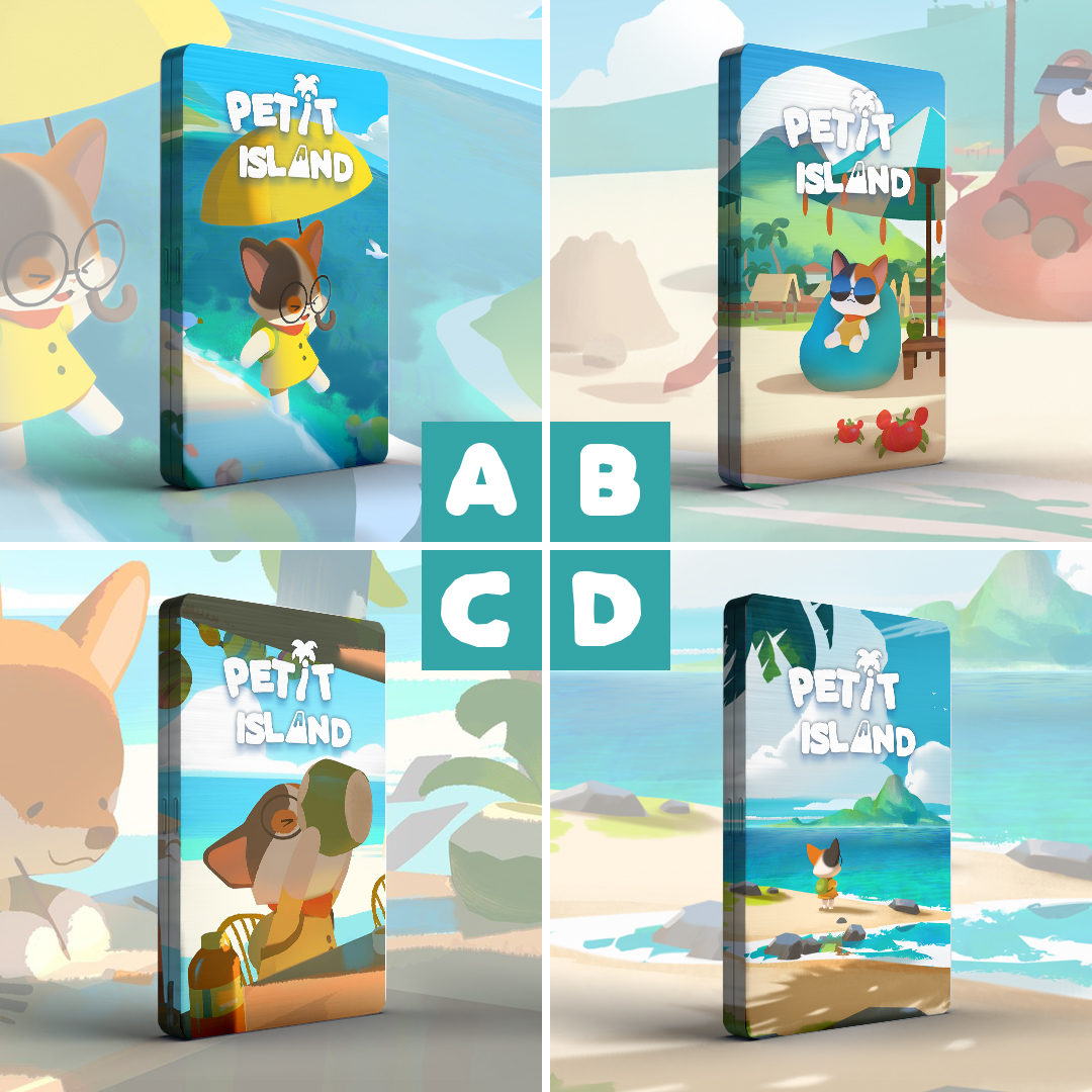 🚨 We need your help! 🚨

If we were to create a #PetitIsland Limited Edition (😉), which of these cover arts captures your heart the  most? 🏖️ @petitislandgame 

Let us know your favorite! 
A: ⛱️
B: 😎
C: 🥤
D: 🌊