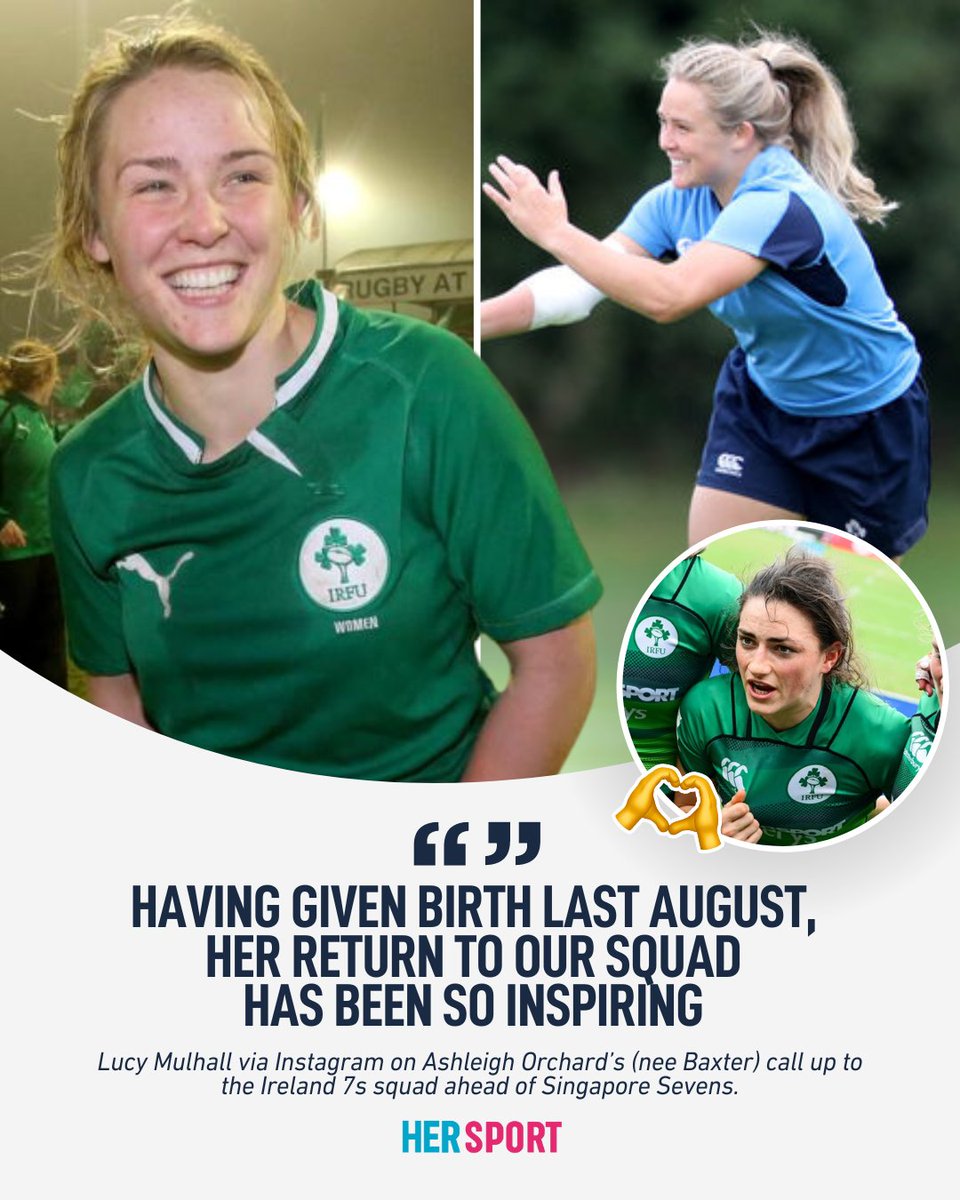 Paving the way for mothers in sport...
After giving birth to her daughter in August last year, Ashleigh Orchard (nee Baxter) is BACK in the @IrishRugby 7s Singapore squad🏉 

Truly inspiring👏