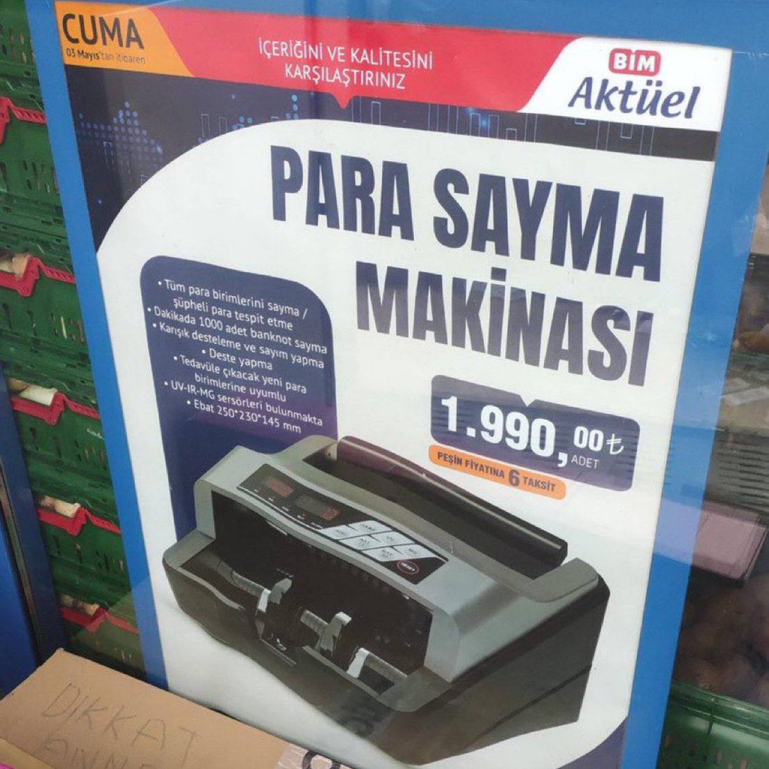 Bim'e para sayma makinası geliyor.