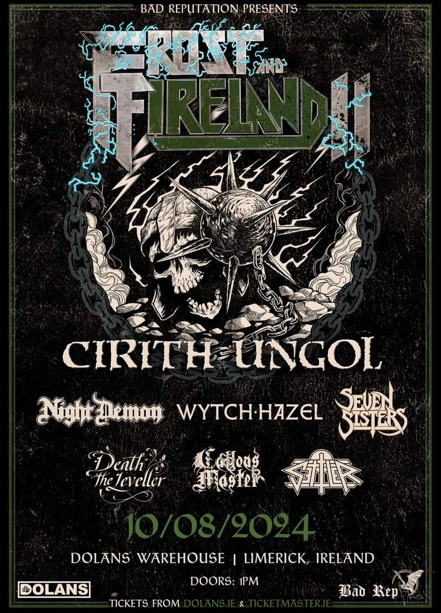 Frost and Fireland full line-up just announced. Pretty bloody happy about it. Ask and you shall receive, apparently #HeavyMetal #CirithUngol #NightDemon #SevenSisters #WytchHazel @CirithU