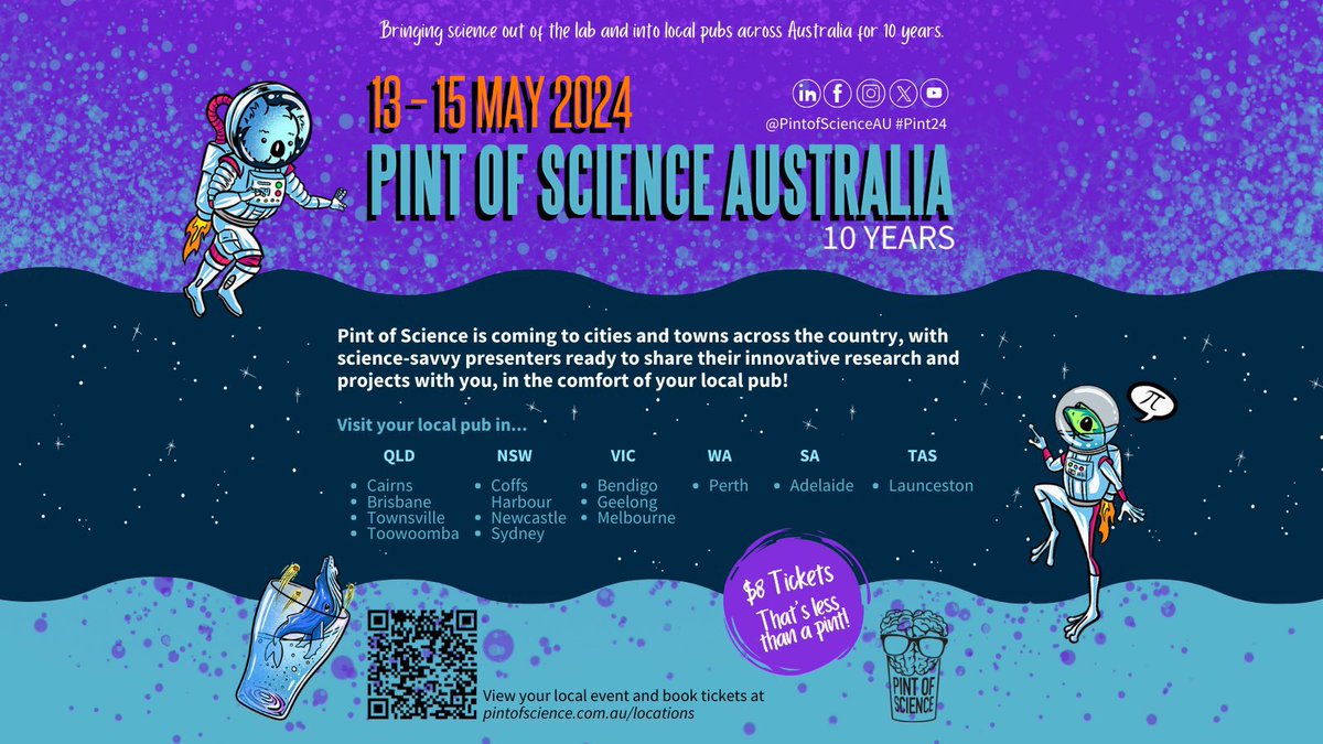The 🐱 is out of the 👜: 

I will be your MC 🎤 at @pintofscienceAU in Thornbury! 🥳

⏰ WHEN?   Wednesday, 15th May

📍 WHERE?   Welcome to Thornbury

🎟️ TICKETS? $8 per Person - Grab yours here 👇

pintofscience.com.au/event/future-p…

#SuperstarsofSTEM @ScienceAU #Pint24