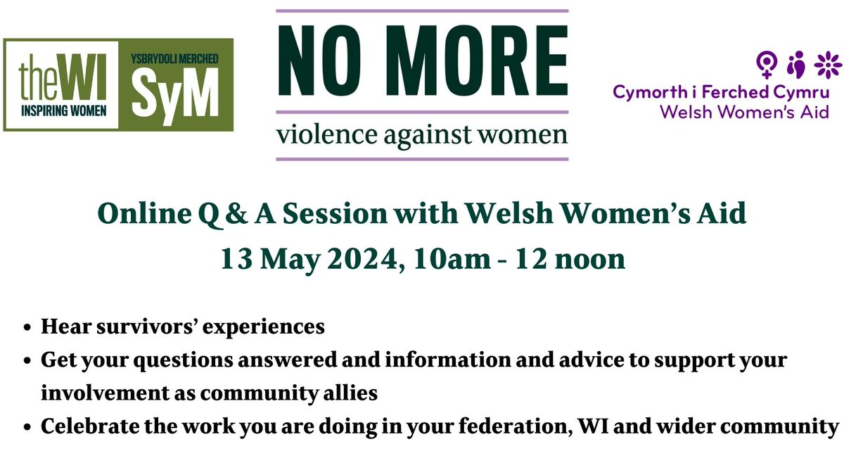 Sign up for our online Q&amp;A session with <a href="/WelshWomensAid/">WelshWomensAid</a> on 13 May.

If you are interested in attending or receiving further information, please email s.thomas@nfwi-wales.org.uk