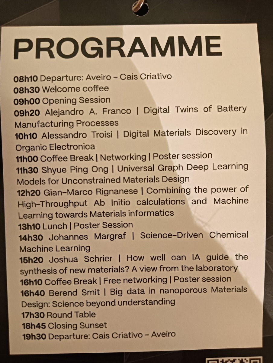 Full program of the workshop 'Artificial Intelligence for Material Design' @ciceco_ua