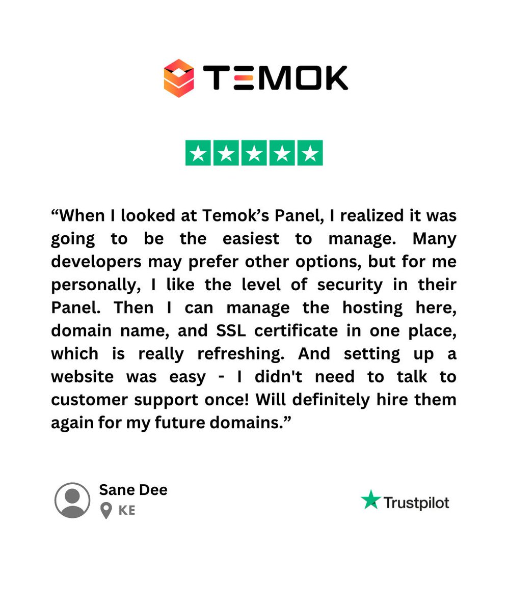 'Do what you do so well that they will want to see it again and bring their friends.' - Walt Disney

'Thanks for believing in us' 😊

#Trustpilot #TemokTechnologies #HostWithTemok #CloudHosting #DedicatedServers #GoogleWorkspace
