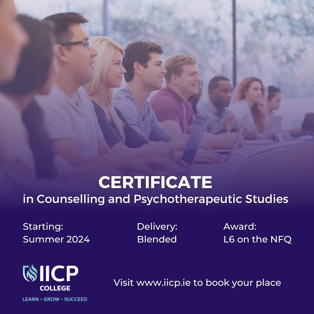 Our Certificate Programme is the perfect entry point for those considering a career in counselling & psychotherapy. Summer Intake: Blended Delivery For more information 👉 link in profile/bio #learning #counselling #therapycourse